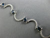 ESTATE WIDE 3.5CT WHITE & BLUE DIAMOND 18K WHITE GOLD MULTI WAVE TENNIS BRACELET