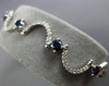 ESTATE WIDE 3.5CT WHITE & BLUE DIAMOND 18K WHITE GOLD MULTI WAVE TENNIS BRACELET