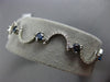 ESTATE WIDE 3.5CT WHITE & BLUE DIAMOND 18K WHITE GOLD MULTI WAVE TENNIS BRACELET