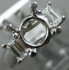 ROUND & BAGUETTE DIAMOND 14K WHITE GOLD 3 STONE SEMI MOUNT ENGAGEMENT RING #1568