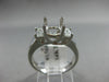 ROUND & BAGUETTE DIAMOND 14K WHITE GOLD 3 STONE SEMI MOUNT ENGAGEMENT RING #1568