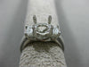 ROUND & BAGUETTE DIAMOND 14K WHITE GOLD 3 STONE SEMI MOUNT ENGAGEMENT RING #1568