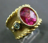 ESTATE LARGE 3.24CT DIAMOND & MULTI GEM 18K YELLOW GOLD MILGRAIN FUN RING #24898