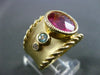 ESTATE LARGE 3.24CT DIAMOND & MULTI GEM 18K YELLOW GOLD MILGRAIN FUN RING #24898