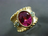 ESTATE LARGE 3.24CT DIAMOND & MULTI GEM 18K YELLOW GOLD MILGRAIN FUN RING #24898