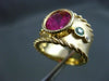 ESTATE LARGE 3.24CT DIAMOND & MULTI GEM 18K YELLOW GOLD MILGRAIN FUN RING #24898