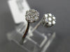 ESTATE .34CT ROUND DIAMOND 18K WHITE GOLD 3D DOUBLE FLOWER CRISS CROSS LOVE RING