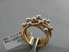 ESTATE .21CT DIAMOND 18KT 2 TONE GOLD 3D MULTI ROW CRISS CROSS ETOILE MESH RING