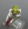 1.52CT WHITE & INTENSE YELLOW DIAMOND & RUBY 14K WHITE GOLD HALO ENGAGEMENT RING