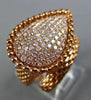 ESTATE LARGE .74CT PINK DIAMOND 18K ROSE GOLD 3D PEAR SHAPE CRISS CRPSS FUN RING