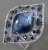 LARGE 12.95CT DIAMOND AAA SAPPHIRE & CABOCHON KYANITE 14K WHITE GOLD ETOILE RING