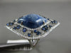 LARGE 12.95CT DIAMOND AAA SAPPHIRE & CABOCHON KYANITE 14K WHITE GOLD ETOILE RING