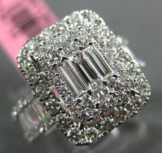 1.73CT ROUND & BAGUETTE DIAMOND 18KT WHITE GOLD 3D SEMI ETERNITY ENGAGEMENT RING