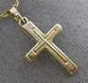 ANTIQUE SMALL 14K YELLOW GOLD FLOATING CROSS PENDANT W/ DIAMOND CUT CHAIN #24854