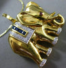 LARGE .97CT DIAMOND & AAA SAPPHIRE & RUBY 18KT YELLOW GOLD ELEPHANT PIN PENDANT