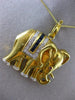 LARGE .97CT DIAMOND & AAA SAPPHIRE & RUBY 18KT YELLOW GOLD ELEPHANT PIN PENDANT