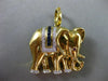 LARGE .97CT DIAMOND & AAA SAPPHIRE & RUBY 18KT YELLOW GOLD ELEPHANT PIN PENDANT