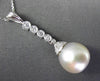 ESTATE .25CT DIAMOND & SOUTH SEA PEARL 14K WHITE GOLD ELONGATED FLOATING PENDANT