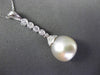 ESTATE .25CT DIAMOND & SOUTH SEA PEARL 14K WHITE GOLD ELONGATED FLOATING PENDANT