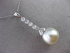 ESTATE .25CT DIAMOND & SOUTH SEA PEARL 14K WHITE GOLD ELONGATED FLOATING PENDANT