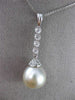 ESTATE .25CT DIAMOND & SOUTH SEA PEARL 14K WHITE GOLD ELONGATED FLOATING PENDANT