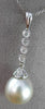 ESTATE .25CT DIAMOND & SOUTH SEA PEARL 14K WHITE GOLD ELONGATED FLOATING PENDANT