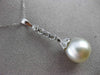 ESTATE .25CT DIAMOND & SOUTH SEA PEARL 14K WHITE GOLD ELONGATED FLOATING PENDANT