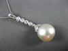 ESTATE .25CT DIAMOND & SOUTH SEA PEARL 14K WHITE GOLD ELONGATED FLOATING PENDANT