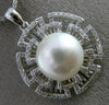 ESTATE .32CT DIAMOND & SOUTH SEA PEARL 14K WHITE GOLD 3D FLOATING FLOWER PENDANT