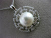 ESTATE .32CT DIAMOND & SOUTH SEA PEARL 14K WHITE GOLD 3D FLOATING FLOWER PENDANT