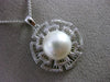 ESTATE .32CT DIAMOND & SOUTH SEA PEARL 14K WHITE GOLD 3D FLOATING FLOWER PENDANT
