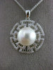 ESTATE .32CT DIAMOND & SOUTH SEA PEARL 14K WHITE GOLD 3D FLOATING FLOWER PENDANT