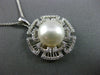 ESTATE .32CT DIAMOND & SOUTH SEA PEARL 14K WHITE GOLD 3D FLOATING FLOWER PENDANT