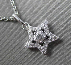 ESTATE .16CT DIAMOND 14KT WHITE GOLD 3D STAR SOLITAIRE FLOATING PENDANT & CHAIN