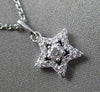 ESTATE .16CT DIAMOND 14KT WHITE GOLD 3D STAR SOLITAIRE FLOATING PENDANT & CHAIN