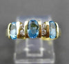 ESTATE .90CT DIAMOND & AAA BLUE TOPAZ 14K YELLOW GOLD 3 STONE CHANNEL RING 24480