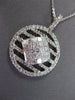 1.18CT ROUND & PRINCESS DIAMOND 18K WHITE GOLD CIRCULAR SQUARE INVISIBLE PENDANT