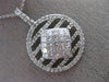 1.18CT ROUND & PRINCESS DIAMOND 18K WHITE GOLD CIRCULAR SQUARE INVISIBLE PENDANT