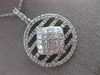 1.18CT ROUND & PRINCESS DIAMOND 18K WHITE GOLD CIRCULAR SQUARE INVISIBLE PENDANT