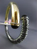EXTRA LARGE 6.69CT DIAMOND & SMOKY TOPAZ 14K YELLOW & BLACK GOLD BANGLE BRACELET