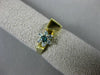 ESTATE .21CT WHITE & BLUE DIAMOND 14KT YELLOW GOLD 3D FLOWER FRIENDSHIP RING