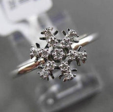 ANTIQUE .09CT DIAMOND 18KT WHITE GOLD 3D PAVE SNOWFLAKE FLOWER RING