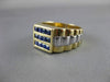 ESTATE .83CT AAA SAPPHIRE 14KT WHITE & YELLOW GOLD SQUARE 3 ROW MENS GYPSY RING