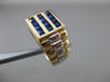 ESTATE .83CT AAA SAPPHIRE 14KT WHITE & YELLOW GOLD SQUARE 3 ROW MENS GYPSY RING