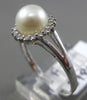 ESTATE .22CT DIAMOND & AAA SOUTH SEA PEARL 14K WHITE GOLD 3D HALO SOLITAIRE RING