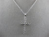 ESTATE .27CT DIAMOND 14KT WHITE GOLD 3D CLASSIC MILGRAIN CROSS FLOATING PENDANT