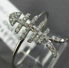 ESTATE .12CT ROUND DIAMOND 14KT WHITE GOLD CLASSIC LUCKY FISH SKELETON FUN RING