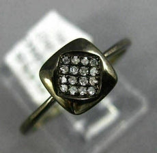 ESTATE .08CT ROUND DIAMOND 14KT BROWN GOLD 3D CLASSIC SQUARE PAVE FUN LOVE RING