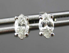 ESTATE .55CT MARQUISE CUT DIAMOND 14KT WHITE GOLD STUD EARRINGS F/G VS #5163