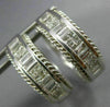 WIDE 1.15CT DIAMOND 14KT WHITE GOLD 3D PRINCESS & BAGUETTE HUGGIE HOOP EARRINGS